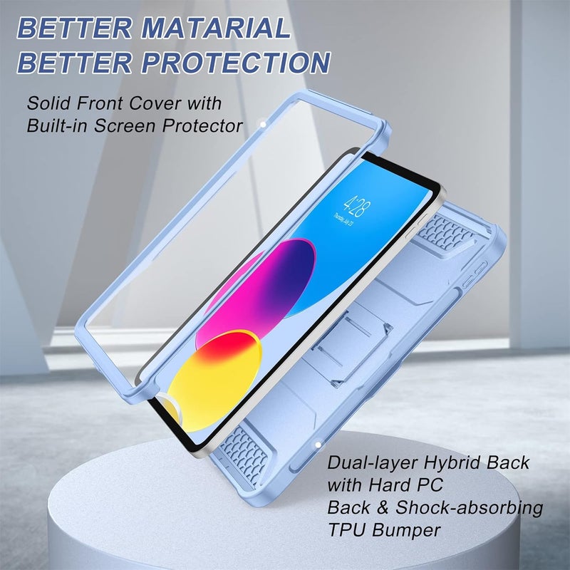 Soke Case for iPad (A16) 11th Generation 11-inch 2025, iPad 10th Generation 10.9-inch 2022, with Built-in Screen Protector and Kickstand, Rugged Full Body Protective Cover - Light Blue - Image 4